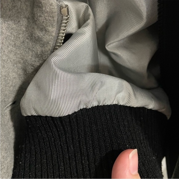 Veronica Beard coat felted wool cashmere bomber jacket gray black scuba Dickey - Picture 5 of 9